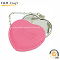 Promotional Heart Leather Small Mirror for Makeup Ym1151